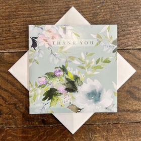 Thank You Watercolour Flowers Greetings Card